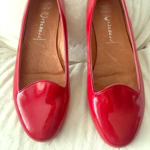 Red patent leather handmade Jeffery Campbell flats